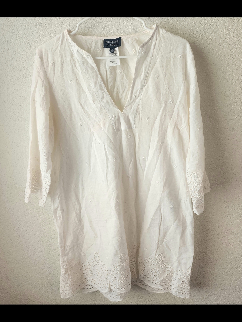 Miraclesuit x Talbots White Cotton Tunic Swim Cover Up